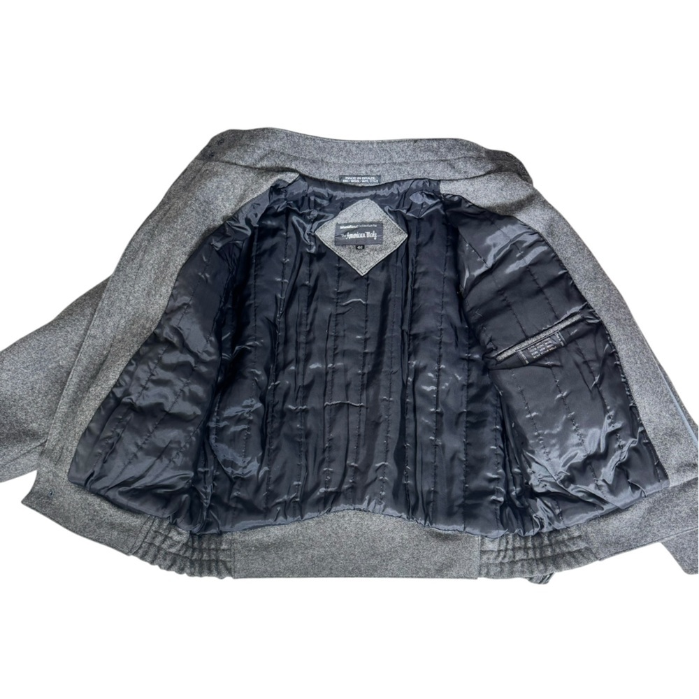 Vintage The American Male 100% Wool Gray Bomber Jacket Coat Size 46 Preppy Retro - Picture 6 of 10